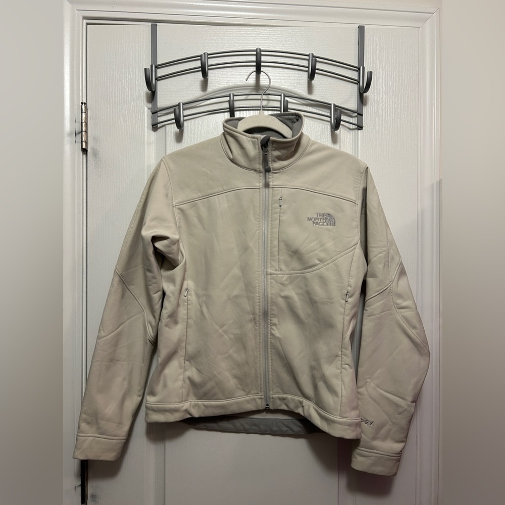 The North Face Apex Womens S Jacket cream gray full zip‎ outdoors cozy hiking